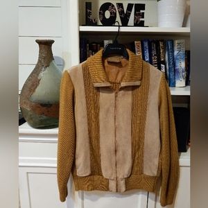 Mens Vintage Leather/Knit Sweater circa 70s